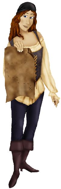 Pirate Girl with Treasure Map - the links displayed on the map